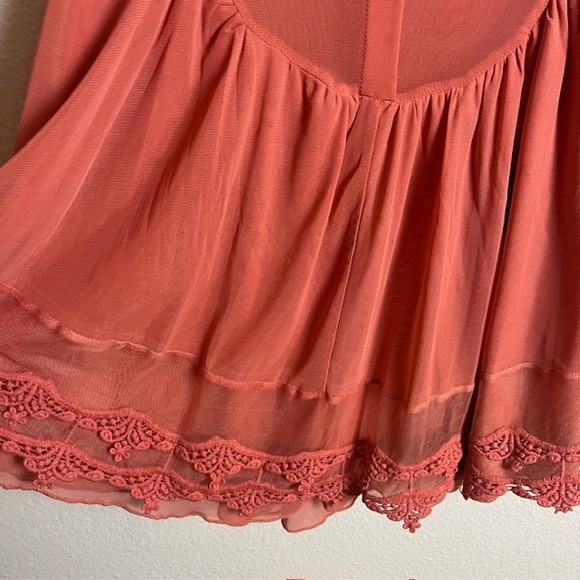 Ultra Pink M‎ Coral Lace Babydoll Flouncy Tank Top Boho Festival Coquette - Picture 8 of 13